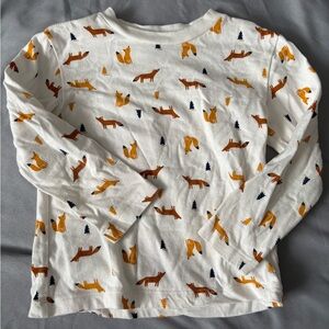 Little Me White Long-Sleeve Tee with Fox Print